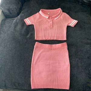 Sexy 2 piece crop top and skirt set